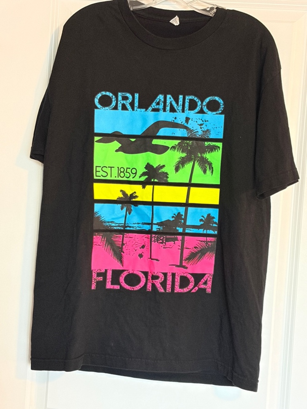 Orlando Florida Graphic Tee - Black with Neon Panels